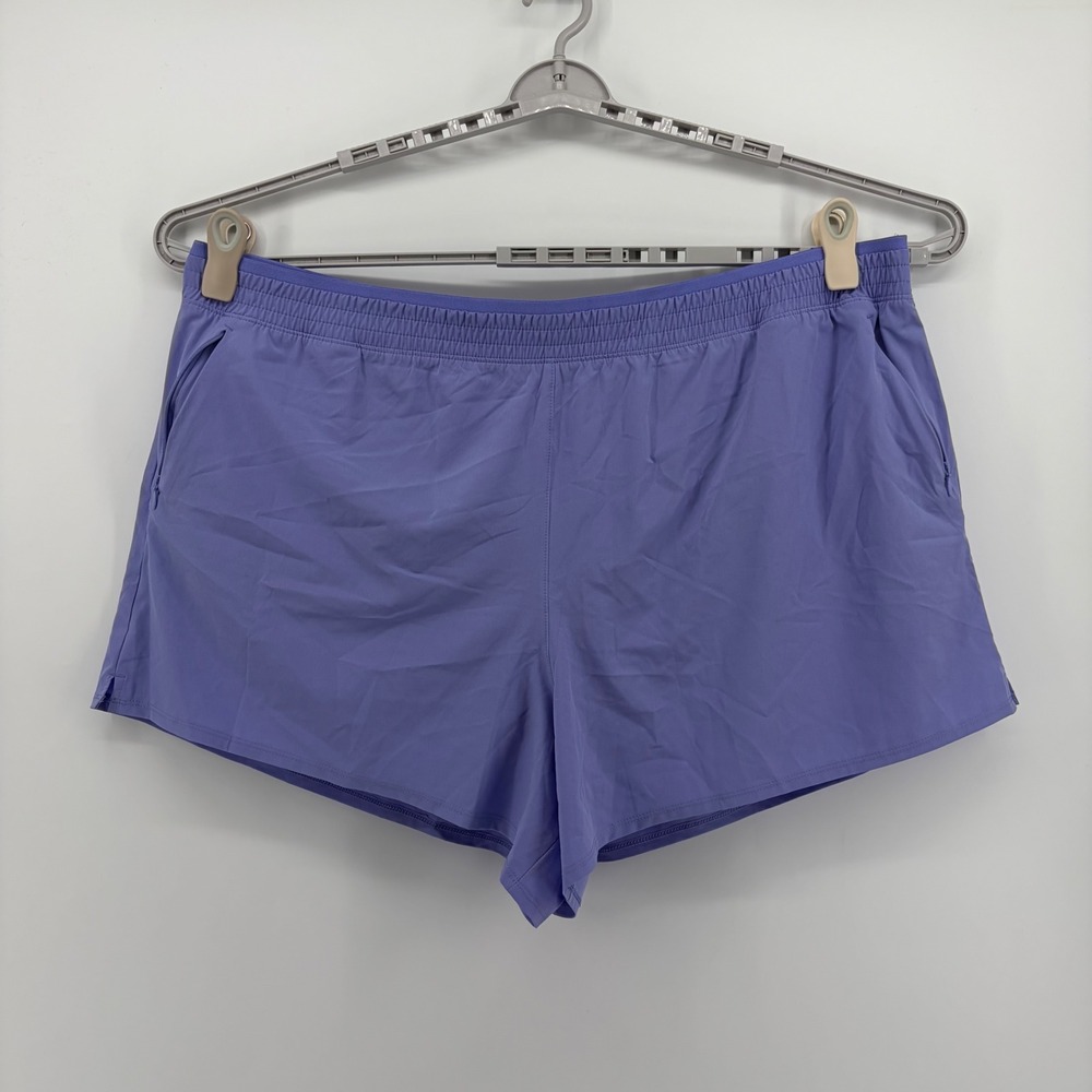 Tek Gear Womens 3X Purple Athletic Shorts Elastic Waist Lined Zip Pockets